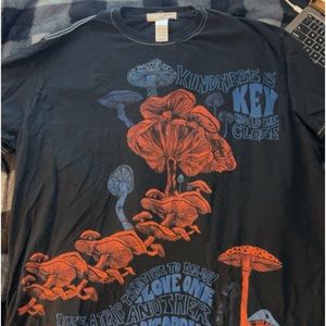 black urban outfitters shirt with mushrooms